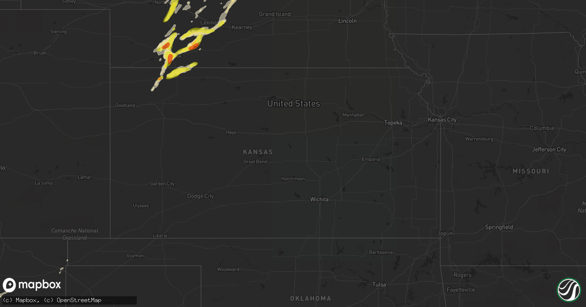 Hail map in Kansas on September 5, 2016