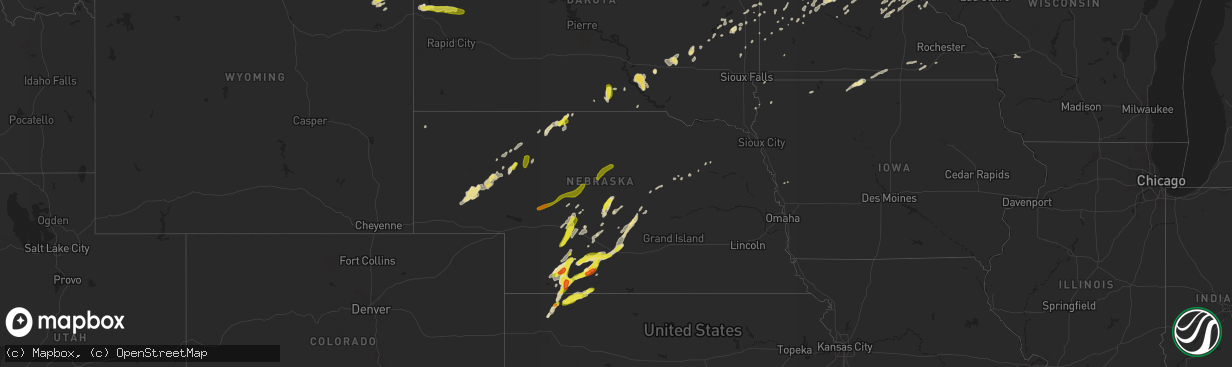 Hail map in Nebraska on September 5, 2016