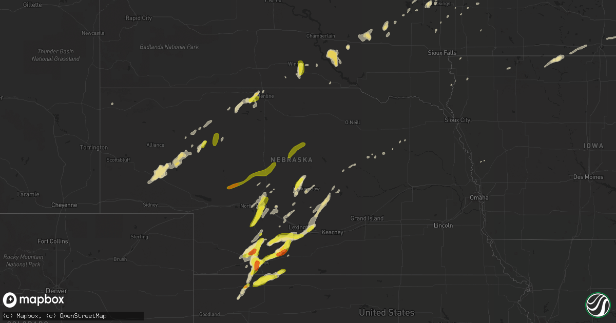 Hail map in Nebraska on September 5, 2016