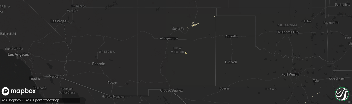 Hail map in New Mexico on September 5, 2016