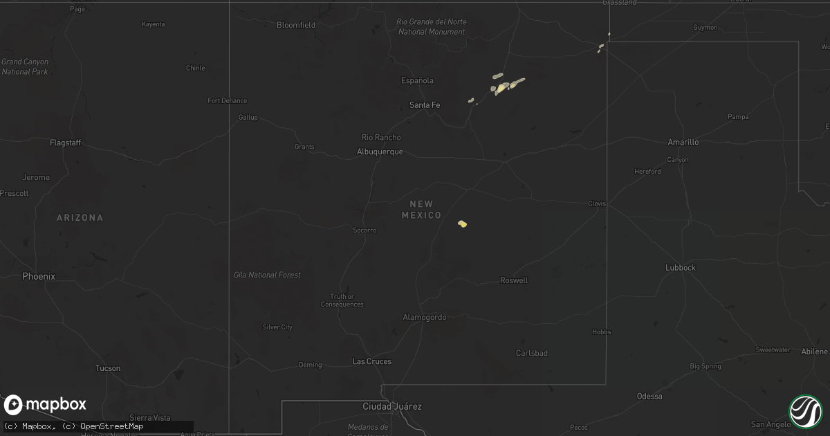 Hail map in New Mexico on September 5, 2016