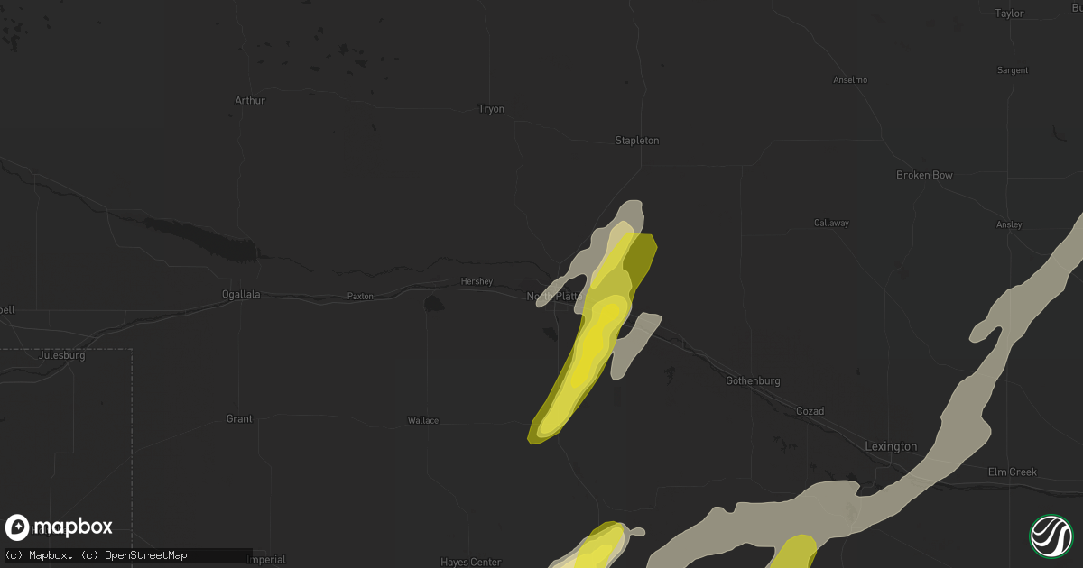 Hail map in North Platte, NE on September 5, 2016
