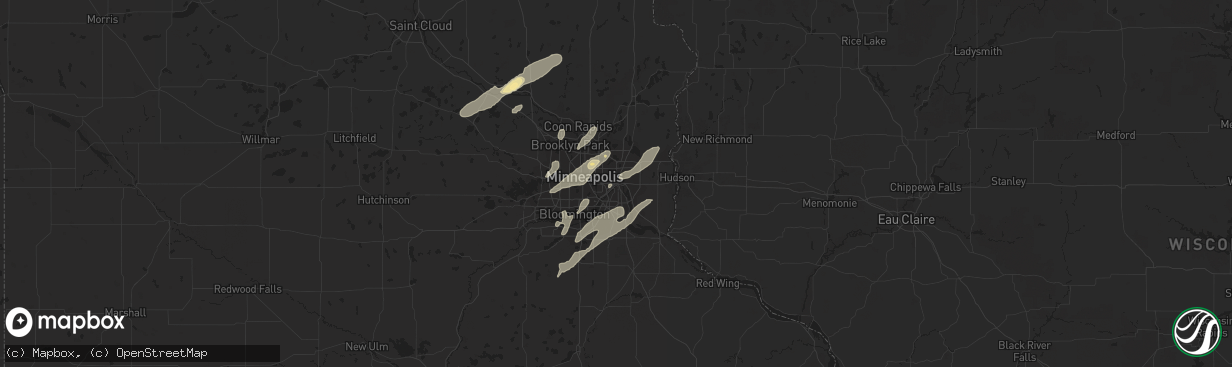 Hail map in Saint Paul, MN on September 5, 2016