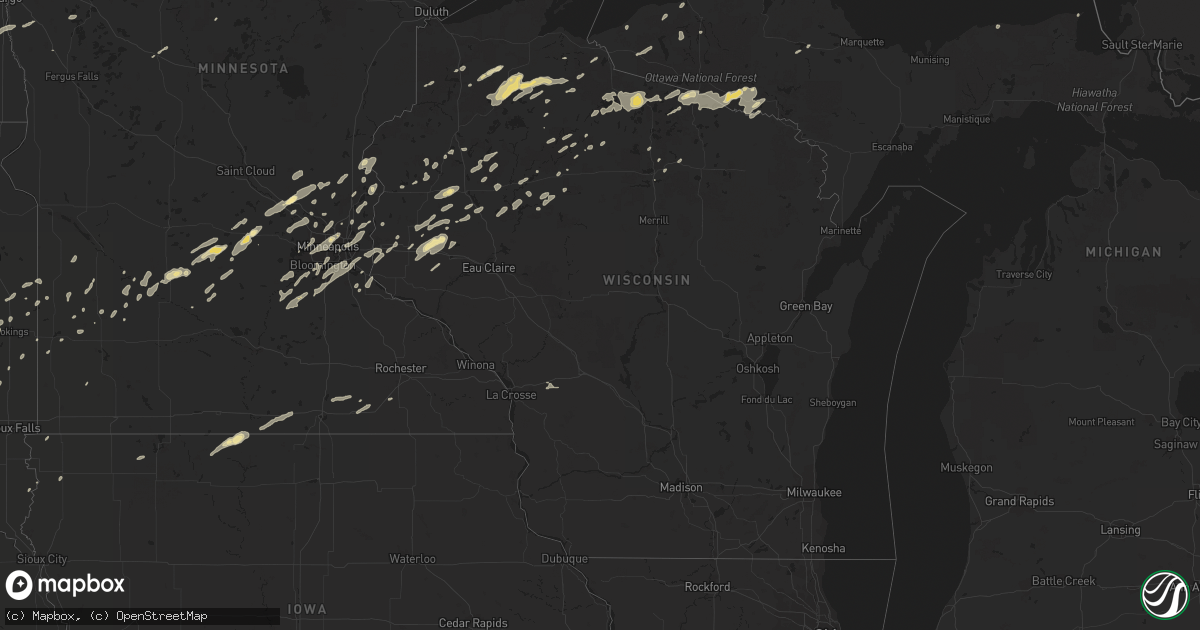 Hail map in Wisconsin on September 5, 2016