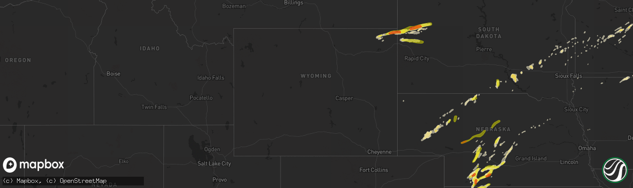 Hail map in Wyoming on September 5, 2016