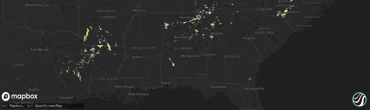 Hail map in Alabama on September 5, 2017