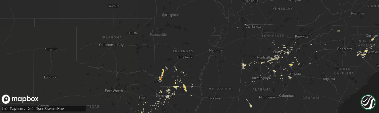 Hail map in Arkansas on September 5, 2017