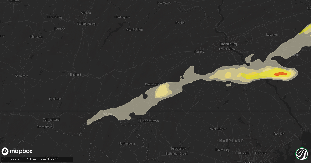 Hail map in Chambersburg, PA on September 5, 2017