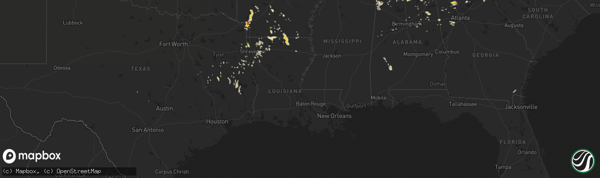 Hail map in Louisiana on September 5, 2017