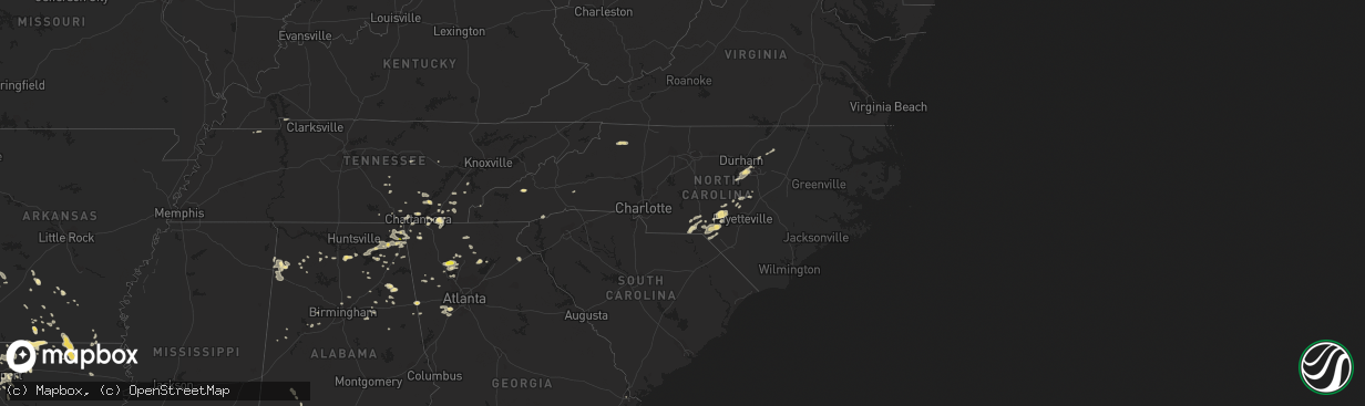 Hail map in North Carolina on September 5, 2017