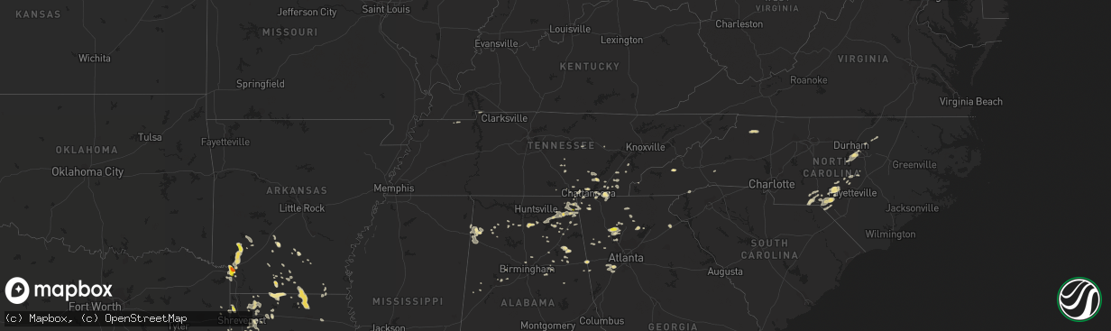 Hail map in Tennessee on September 5, 2017