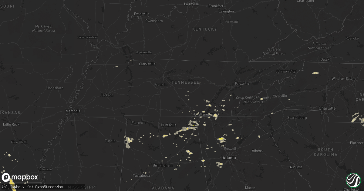 Hail map in Tennessee on September 5, 2017