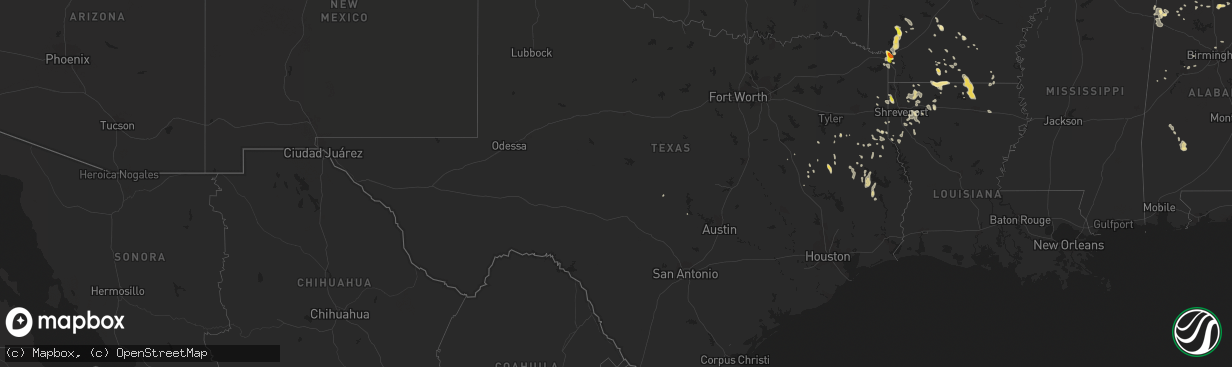 Hail map in Texas on September 5, 2017