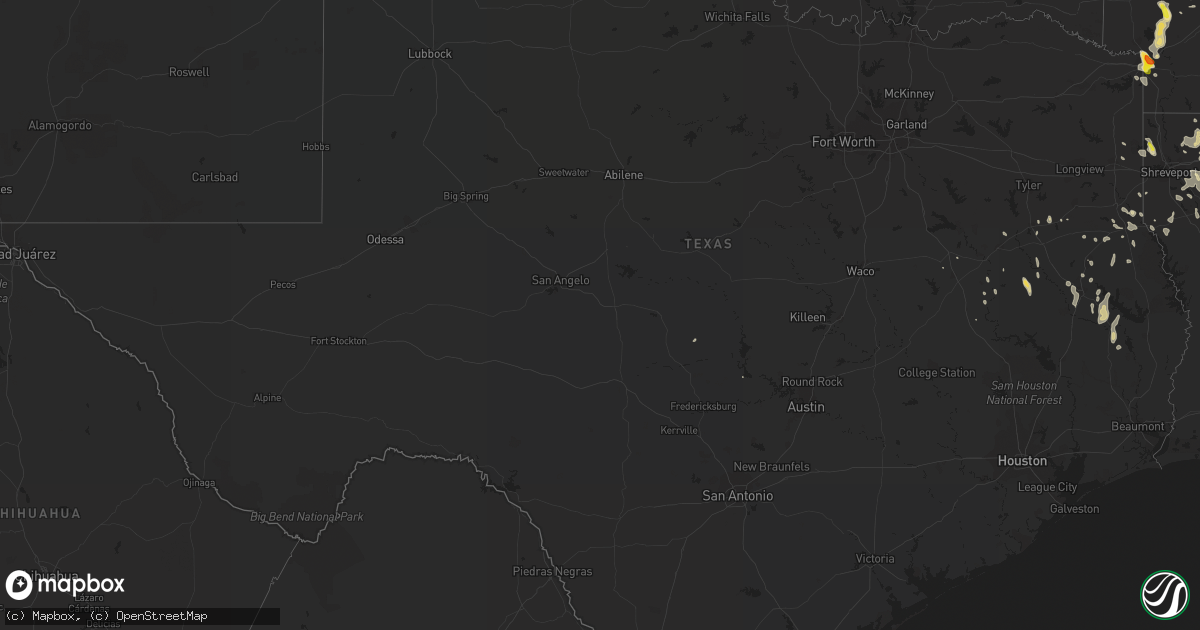 Hail map in Texas on September 5, 2017