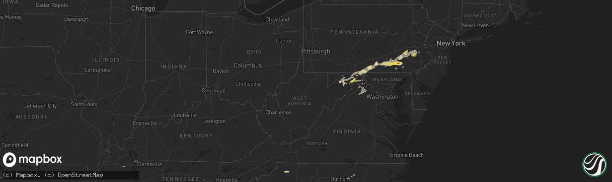 Hail map in West Virginia on September 5, 2017