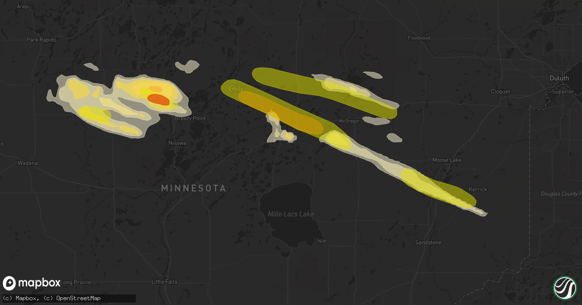 Hail map in Aitkin, MN on September 5, 2019