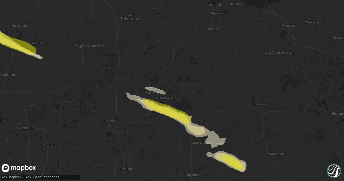 Hail map in Hayward, WI on September 5, 2019
