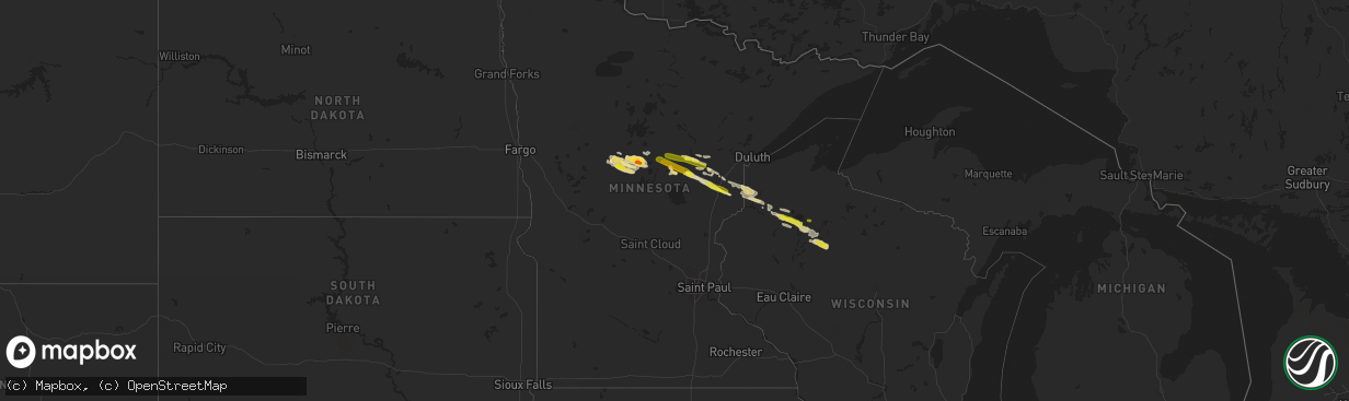 Hail map in Minnesota on September 5, 2019