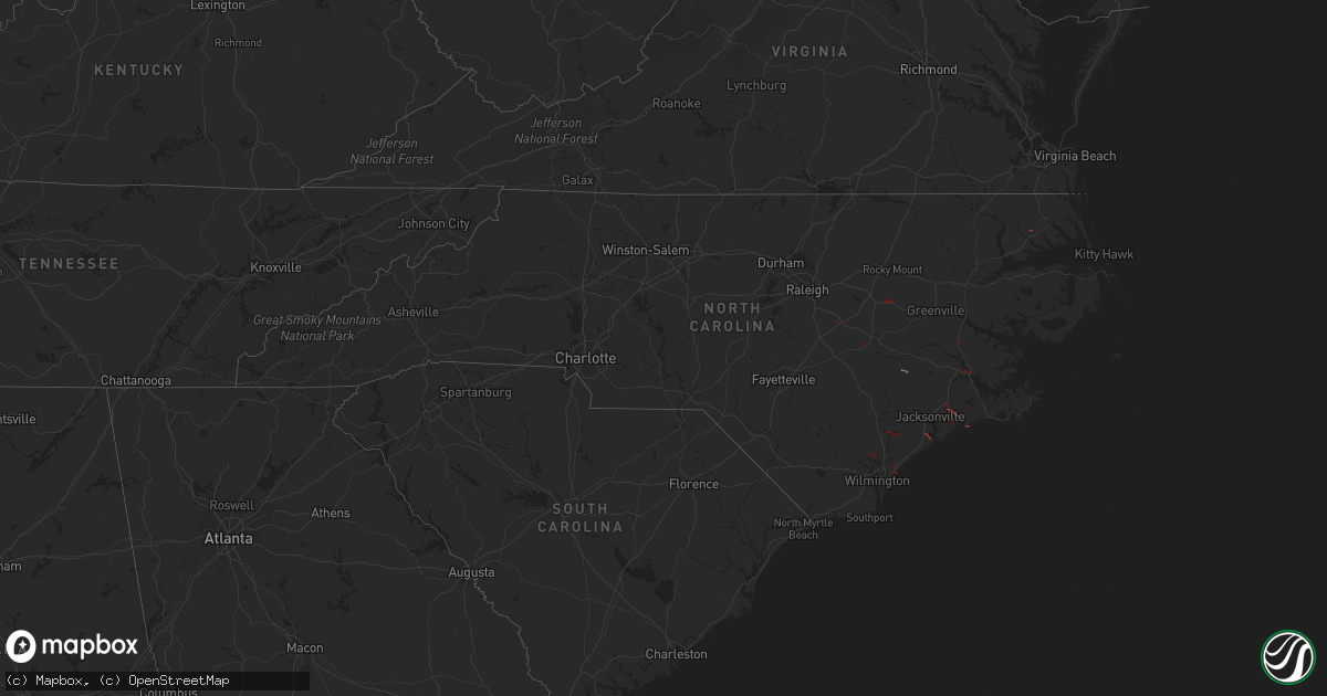 Hail map in North Carolina on September 5, 2019