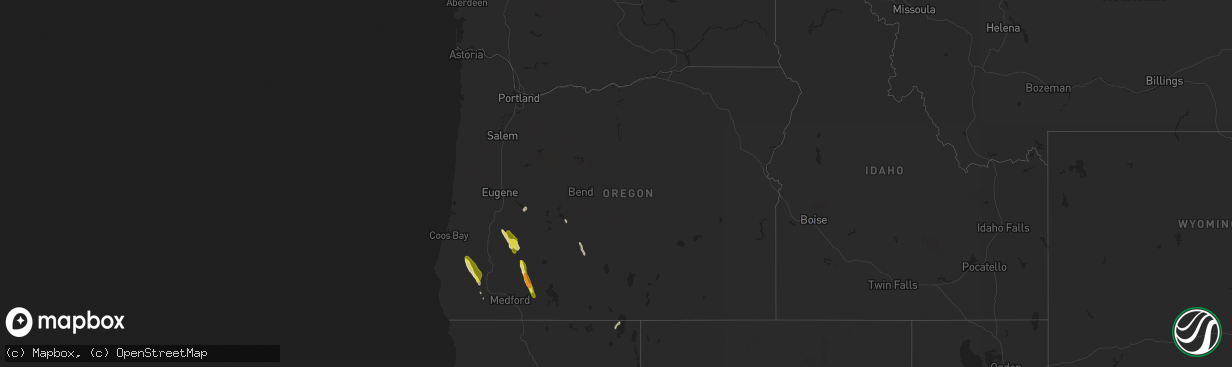 Hail map in Oregon on September 5, 2019