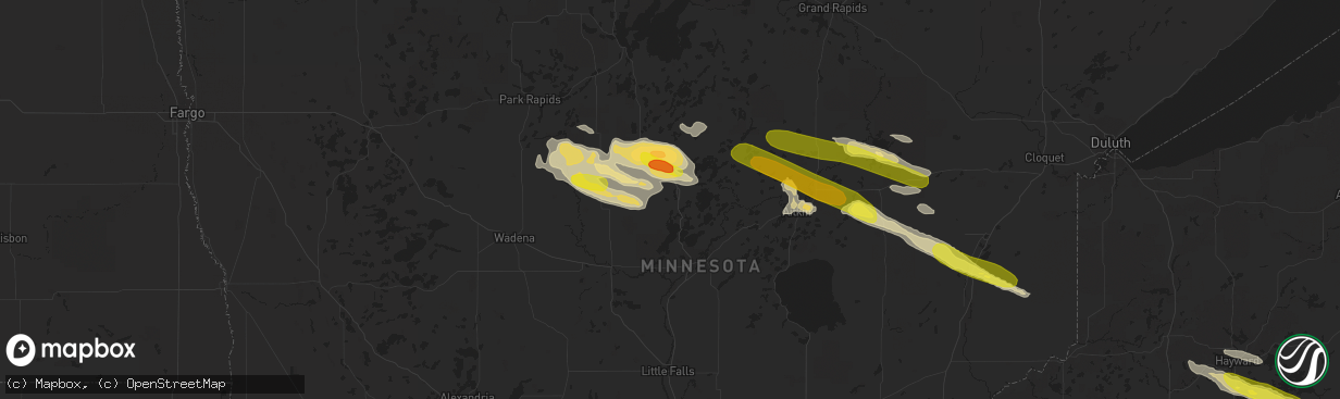 Hail map in Pequot Lakes, MN on September 5, 2019