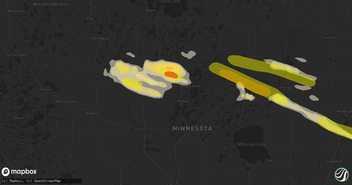 Hail map in Pequot Lakes, MN on September 5, 2019