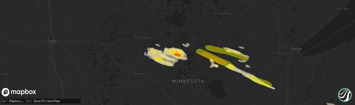 Hail map in Pine River, MN on September 5, 2019