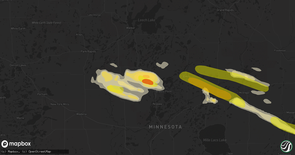 Hail map in Pine River, MN on September 5, 2019