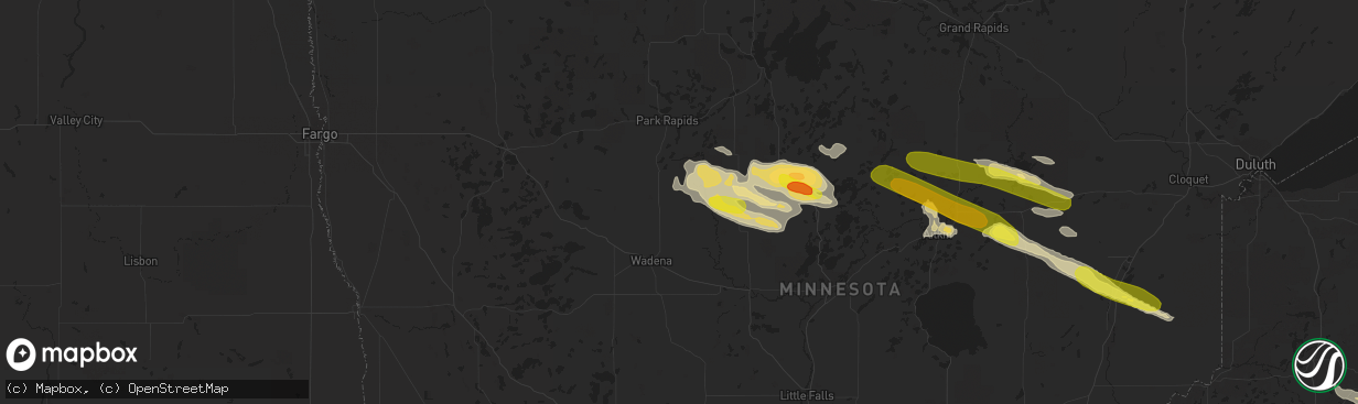 Hail map in Sebeka, MN on September 5, 2019