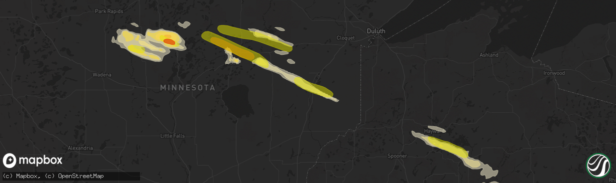 Hail map in Willow River, MN on September 5, 2019