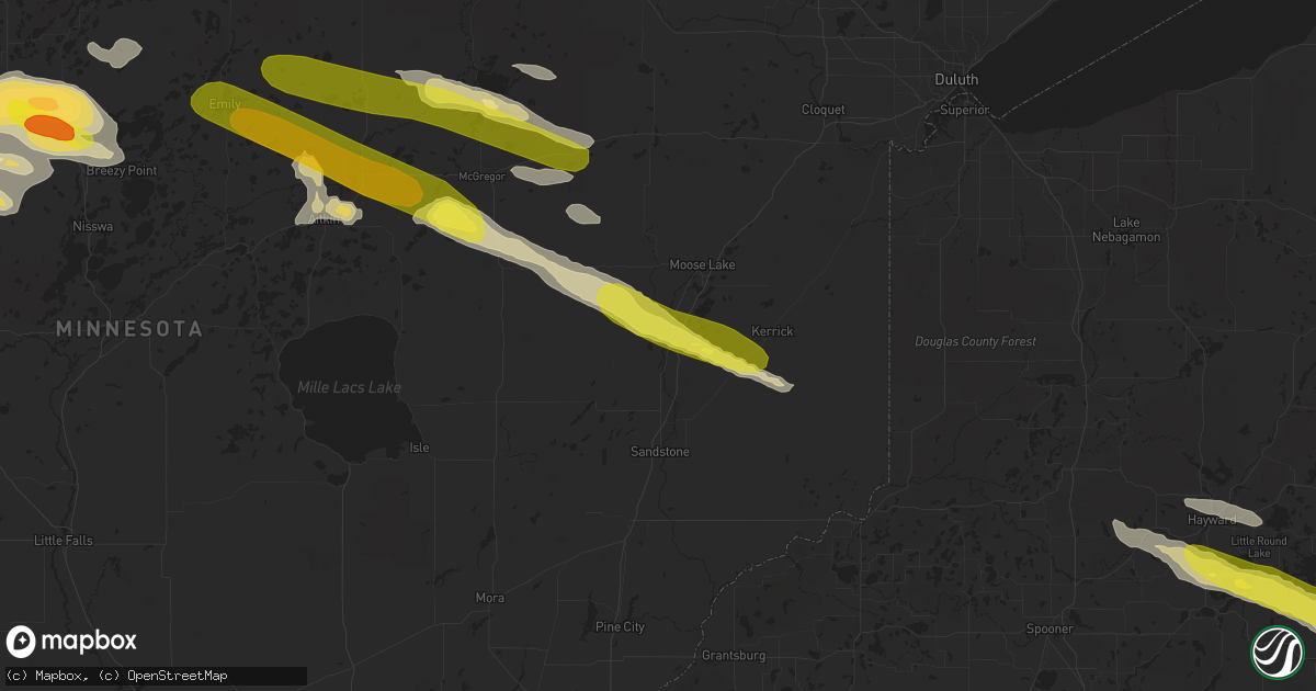 Hail map in Willow River, MN on September 5, 2019