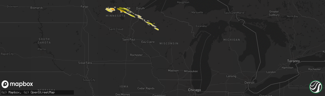 Hail map in Wisconsin on September 5, 2019