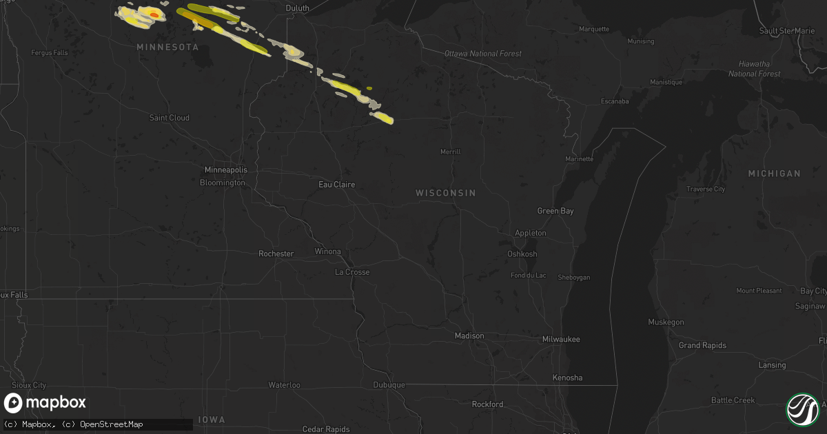 Hail map in Wisconsin on September 5, 2019