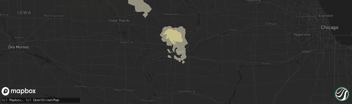 Hail map in Davenport, IA on September 5, 2020