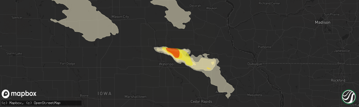 Hail map in Fairbank, IA on September 5, 2020