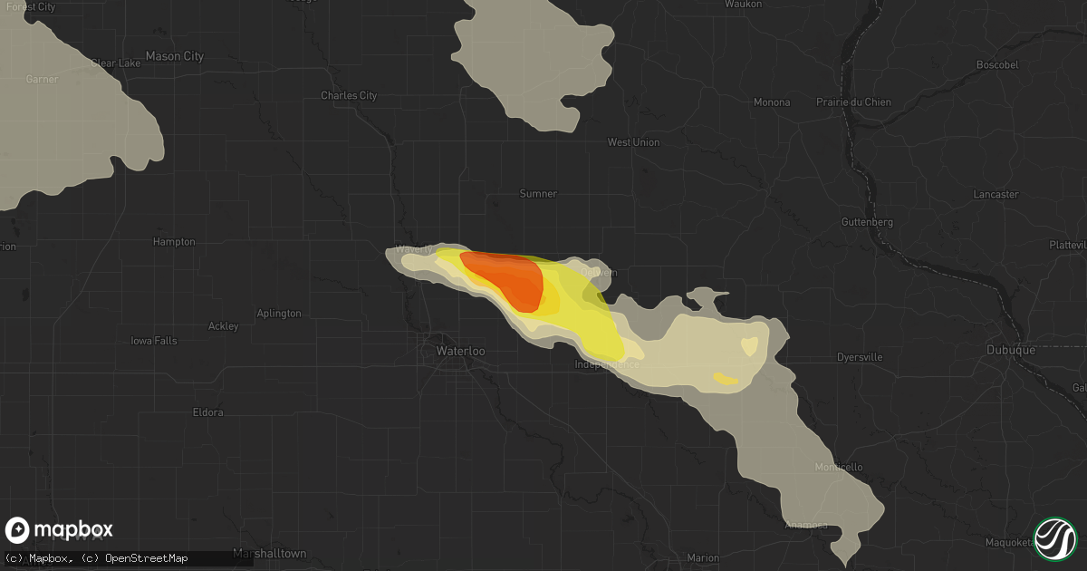 Hail map in Fairbank, IA on September 5, 2020