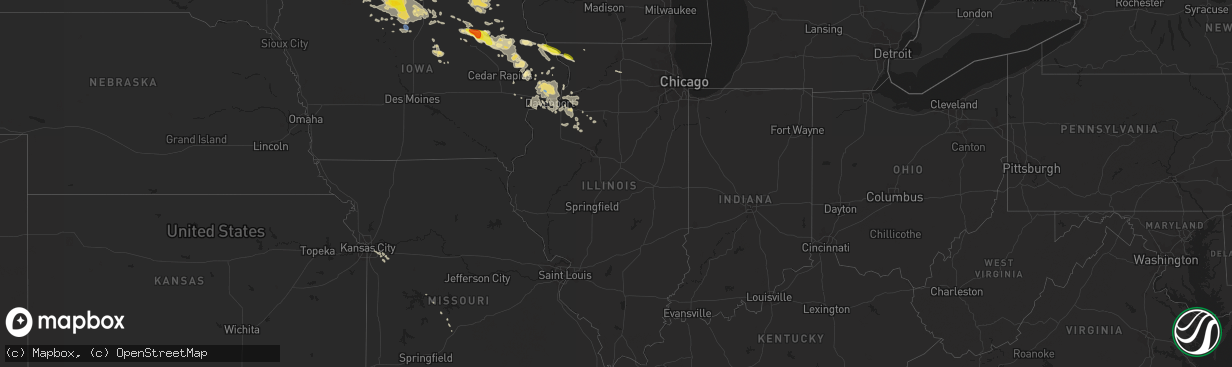 Hail map in Illinois on September 5, 2020