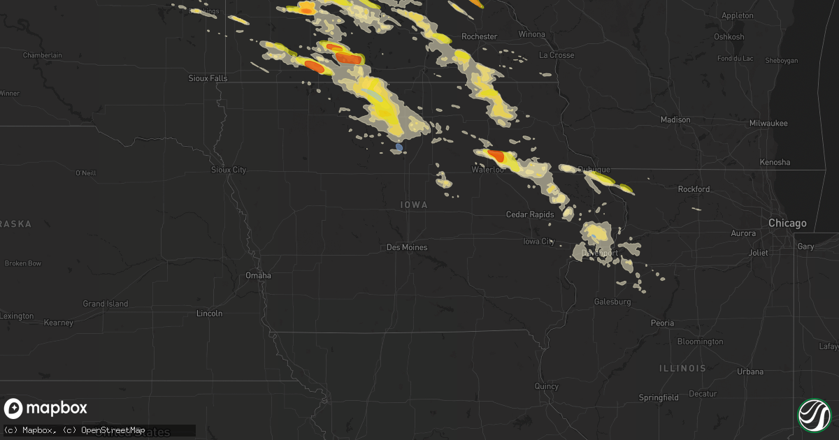 Hail map in Iowa on September 5, 2020