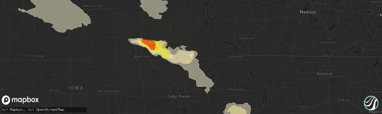 Hail map in Manchester, IA on September 5, 2020