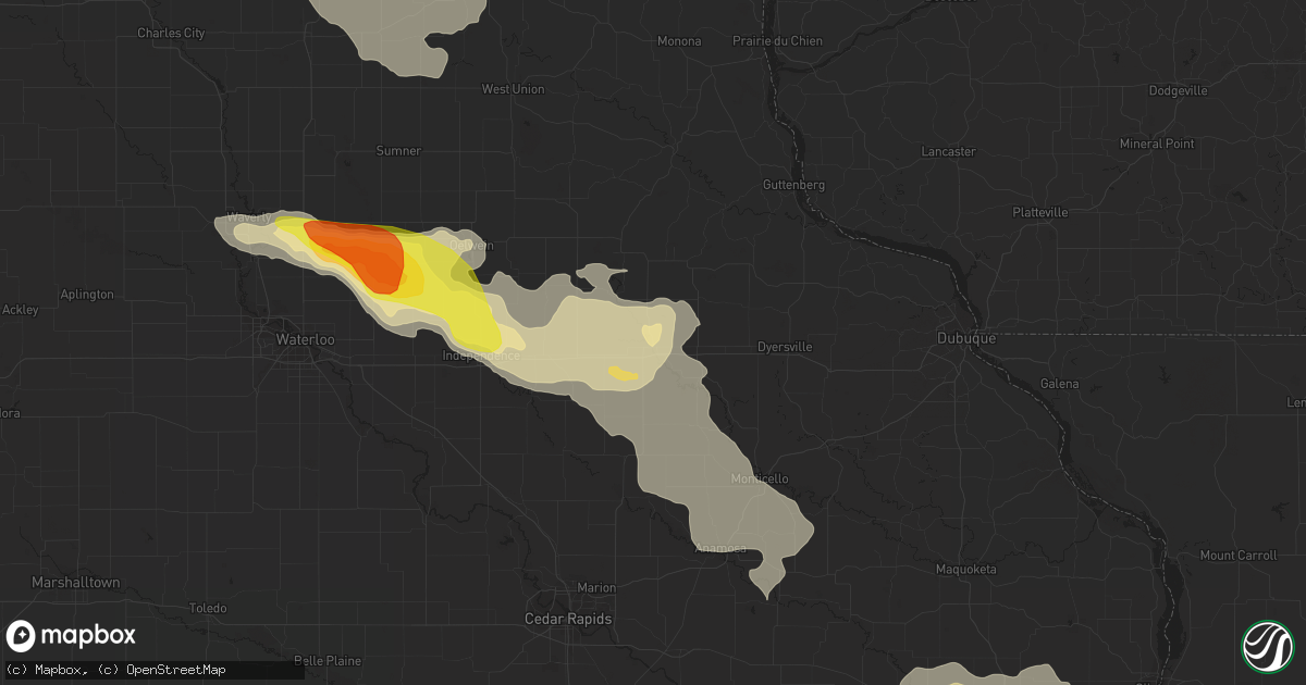 Hail map in Manchester, IA on September 5, 2020