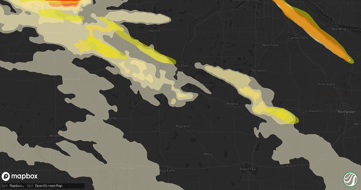 Hail map in Mankato, MN on September 5, 2020