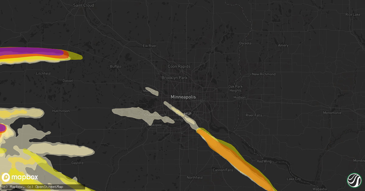 Hail map in Minneapolis, MN on September 5, 2020