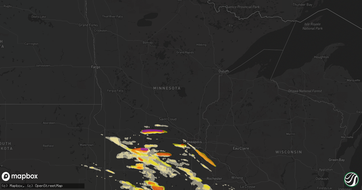 Hail map in Minnesota on September 5, 2020