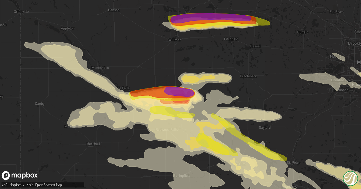 Hail map in Olivia, MN on September 5, 2020