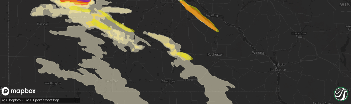 Hail map in Owatonna, MN on September 5, 2020