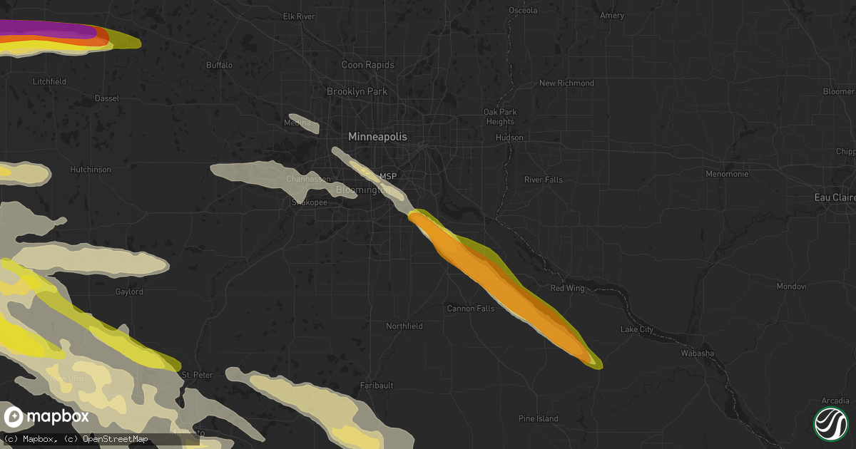 Hail map in Rosemount, MN on September 5, 2020