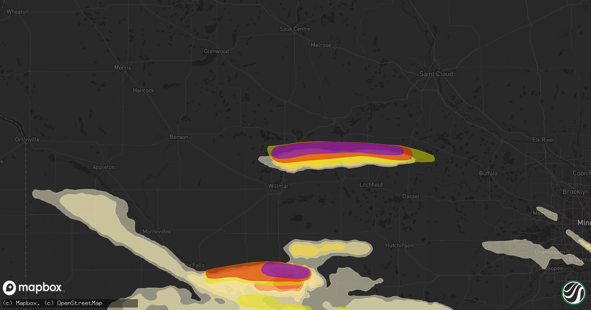 Hail map in Spicer, MN on September 5, 2020