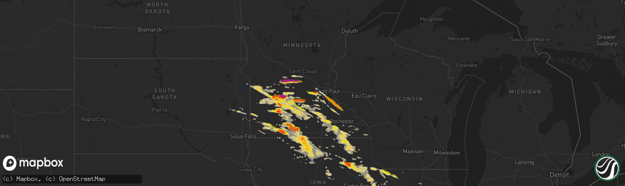 Hail map on September 5, 2020