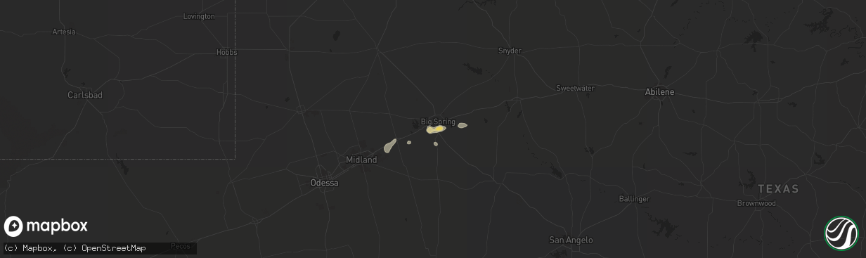 Hail map in Big Spring, TX on September 5, 2021