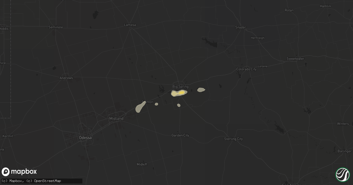 Hail map in Big Spring, TX on September 5, 2021
